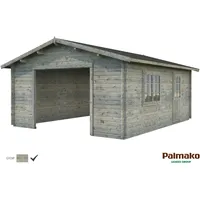 Palmako Blockbohlen-Garage, BxT: 450 x 550 cm (Außenmaße), Holz - grau