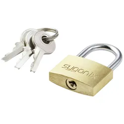 Sygonix SY-5045282 Vorhängeschloss 24.7 mm verschieden schließend Goldgelb Schlüsselschloss
