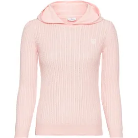 delmao Strickpullover "Zopf-Strickpullover aus Feinstrick mit Kapuze", Mädchen, Gr. 176/182, rosa, Strick, Obermaterial: 50% Baumwolle, 50% Polyacryl, Zopfmuster, Basic hüftbedeckend, Pullover Strickpullover, aus weichem Strick für Mädchen