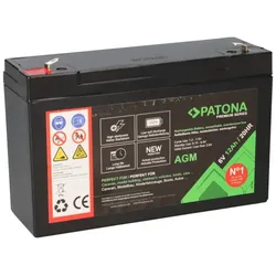 PATONA Premium AGM Blei Akku 6V 12Ah 20HR 1800 Zyklen