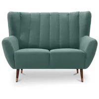exxpo - sofa fashion 2-Sitzer Polly, bequem mit hoher Rückenlehne, hohe Füße, Ohrensesselcouch, Küchensofa, hochwertige Bezugsvarianten und aktuelle Farben grün