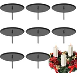 WIKIMO 8er Set Schwarz Kerzenhalter Adventskranz, Ø 8 cm/3,15 Zoll Metall Kerzenständer für Adventskranz Weihnachten, Hochzeiten, Geburtstage und Festtagsdekorationen