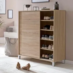 Kadima Design Schuhschrank `Fulda`: 20 Paar Schuhe, Schiebetüren, kratzfest, Melaminharz, Anti-Rutsch-Noppen. Beige, 100x38x108 cm
