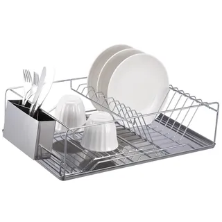 Home Basics DR10069 Geschirrkorb mit Ablage, Basismetall, Chrom, No Size