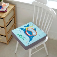 Chickwin Sitzerhöhung Stuhl Kind Baby Tragbar Sitzkissen Verstellbar 2 Gurte Sicherheitsschnalle Sitzerhöhung Kinder für Esstisch, Tragbares Boostersitze (blauer Hai,35x35x7cm)