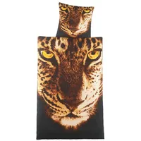 Dreamhome Leoparden Bettwäsche 135x200 Set Leopardenmuster 2-teilig Bettbezug Leo