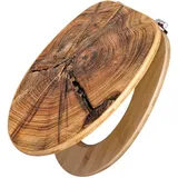 Banjado Design WC Sitz Bambus Toilettendeckel Toilettensitz Bambus Holz Klodeckel WC-Sitz Universal Scharnieren Motiv Jahresringe