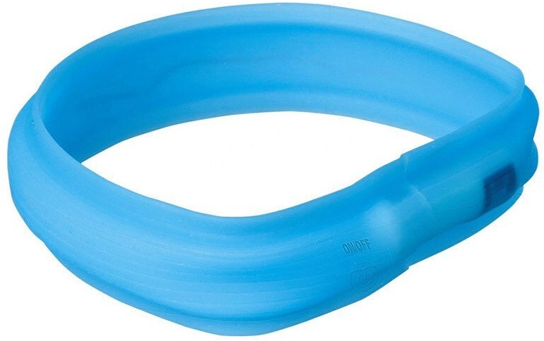 TRIXIE Hundehalsbandleuchte USB Flash Leuchtband blau für langhaarige Hunde