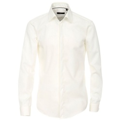 VENTI Smokinghemd Festliches Bräutigam Hochzeitshemd Langarm Kentkragen Uni Umschlagmanschette modern fit, creme HL90, 42 gelb 42