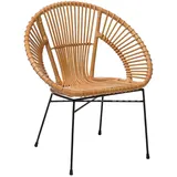 Beliani Rattanstuhl, Beige, Metall, 1-Sitzer, 70x80x48 cm, Esszimmer, Stühle, Esszimmerstühle, Vierfußstühle