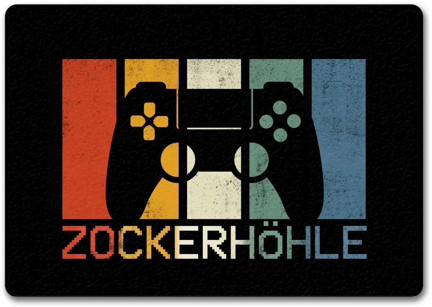 Zockerhöhle Fußmatte in 35x50 cm ohne Rand im coolen Retro Design Mit Controller als Geschenk für echte Zocker und Nerds Videospiele Games