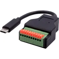 Exsys USB-C Stecker zu 10-pin Terminal Block mit Drucktaster,