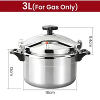 Aluminium Schnellkochtopf - 3 l Topf - Doppelboden - Sicherheitsventil - Für Gasherd - Nicht für Induktion - Haushalt & Gastronomie