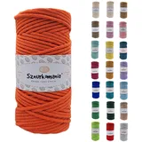 Sznurkomania, Baumwollkordel 3mm 100m, 46 Farben, Häkelkordel, Geflochten Baumwollkordel 3mm, Makramee Kordel, Makramee Garn, Premium Garn, Makramee Seil (Orange)
