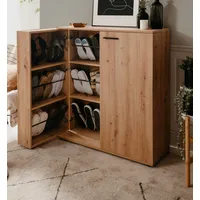 Furn.design Schuhschrank Eiche Artisan, 100/110 cm, 2-türig 12 Fächer,
