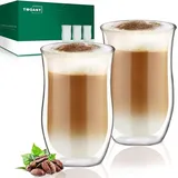 LuxusKollektion Latte-Macchiato-Glas Doppelwandige Latte Macchiato Gläser 350ml, 2 Stück - Hitzebeständige