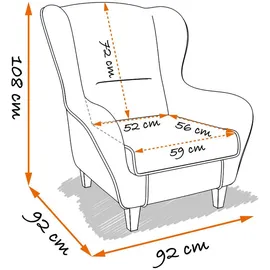 Supellex Ohrensessel Birke, Textil, 92x68x95 cm, Wohnzimmer, Sessel, Ohrensessel