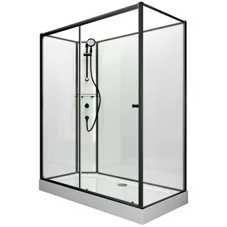 Schulte Komplettdusche Ibiza, 5 mm Sicherheitsglas, Profile Mattschwarz, Rückwände weiß, Größe: 90 x