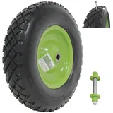 Baumarktplus Schubkarrenrad grün/Schwarz Vollgummi 4.80/4.00-8 + Achse Ersatzrad Reifen Sc...