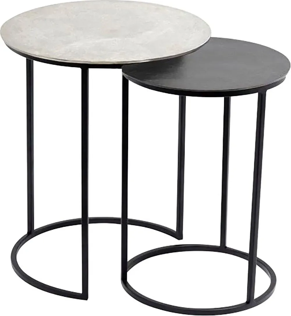 Beistelltisch PAROLI, schwarz (schwarz, silber, anthrazit), B:42cm H:51cm T:42cm, Tische, Beistelltisch