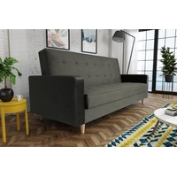 Beautysofa Schlafsofa Bamako, Polstersofa im skandinavischen Stil, Couch mit Holzbeine, Sofa mit Schlaffunktion und Bettkasten grau
