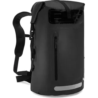 Outdoor-Radrucksack, Camping-Rucksack, wasserdichter PVC-Rucksack, geeignet zum Kajakfahren, Rafting und Bootfahren, Schwarz - Schwarz