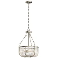 Elstead Lighting Hängeleuchte Pendellampe Esszimmerlampe Deckenlampe Nickel Glas 3-flammig 40,6cm