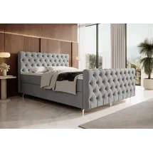 yourhouse24 Boxspringbett Chester Plus (Bonell-Matratze und Topperr), mit zwei Bettkästen (Farbe: Monolith 84, Größe: 180x200 cm) - Hellgrau