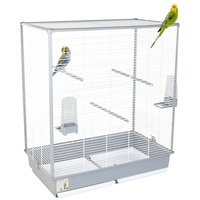 GarPet Vogelkäfig - Stabiler Käfig für Vögel - Papagei-Käfig mit Sitzstangen - Premium Voliere - Vogelhaus aus Metall 70 x 40 x 80 cm - Grau