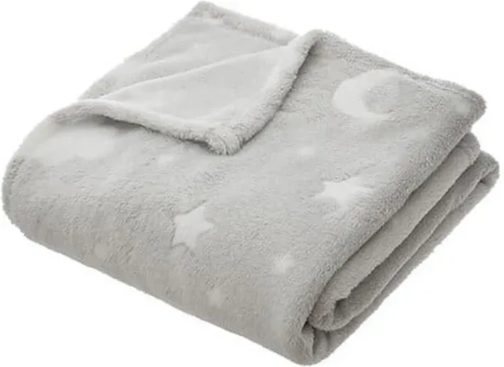Glow-in-the-Dark Fleece-Decke - Grau, extra warme, wendbare Winterdecke für Nickerchen, 150x125cm