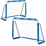 Relaxdays Fußballtor 2er Set, Kinder & Erwachsene, HBT 110 x 150 x 75 cm, Metall, stabile Tore für Fußball, blau