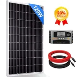 Gliese 120 Watt Monokristallin Solarpanel 120W Solarmodul Solar Set für Balkonkraftwerk Gartenhäuse Wohnmobil Camper Boot