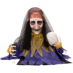 Halloween Figur Wahrsagerin, animiert 50cm - Bewegung, Licht, Geräusche