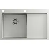 Ausmann Turt Edelstahlspüle mit Abtropffläche rechts 780x500mm, flächenbündiger und Oberflächen-Einbau 1208956954