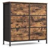 Songmics Kommode mit 6 Stoffschubladen vintagebraun/tintenschwarz