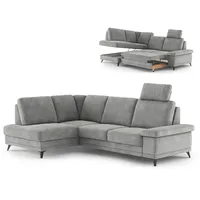 Roller Ecksofa - platin - Liegefunktion und Bettkasten - Ottomane links