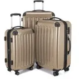 Alex - 3er Koffer-Set Hartschale Champagner glänzend, TSA, (55cm, 65cm & 75cm), 235 Liter