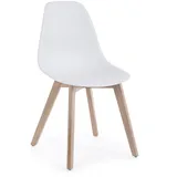 Stuhl System 4er-Set, Kunststoff und Buchenholz, modern, Weiß, zeitloses Design für dein Zuhause