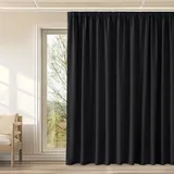 KGORGE Schlafzimmer Gardinen für Große Fenster Blickdichte Vorhänge mit Kräuselband Thermovorhang 1er Set 240 x 300 cm(HxB) Schwarze Thermo Lichtundurchlässig