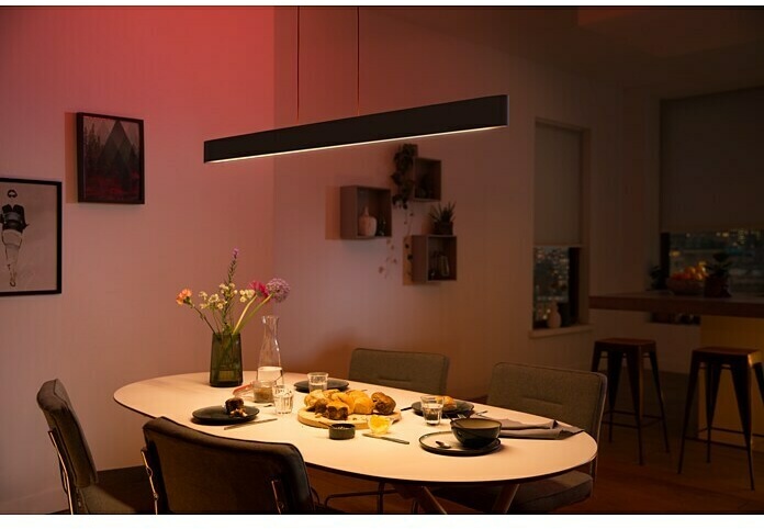 Philips Hue LED-Pendelleuchte Ensis  (79 W, L x B x H: 129,9 x 4 x 157 cm, Schwarz, RGBW)