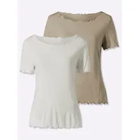 Heine Doppelpack T-Shirt Beige/Braun 48