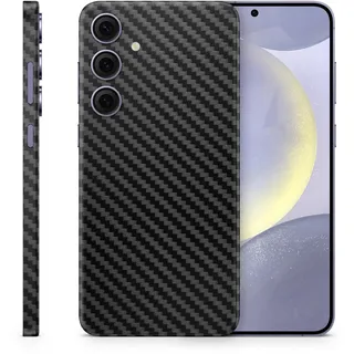 TF Skins Skin passend für Samsung Galaxy S24, S24 Plus, S24 Ultra. Aufkleber für die Rückseite und Seiten zum Schutz. (Carbon Schwarz, Galaxy S24)