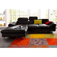 Ecksofa COTTA "Driver L-Form", schwarz, B:268cm H:73cm T:169cm, LEDER BEEFY (ein abgedecktes Spalt-Rindsleder) im Sitz und Rücken (Korpus in Kunstleder);Luxus-Kunstleder;Kunstleder SOFTLUX;NaturLEDER (echtes Rindsleder), Rückseite mit schwarzem Spannstoff bezogen, Sofas, Ecksofa, mit Kopfteilverstellung, wahlweise mit Bettfunktion & Bettkasten, Topseller