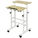 KOMFOTTEU Laptoptisch Stehpult, höhenverstellbar Schreibtisch, mit Rollen beige