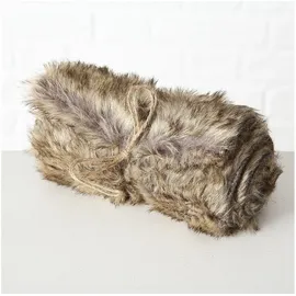 Boltze Tischband Warin Braun Fell Imitat ca 120 x 20 x1 cm Jäger Rustikal Alm Alpen Design