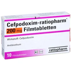 CEFPODOXIM-ratiopharm 200 mg Filmtabletten 10 St