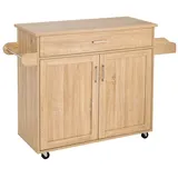 Costway Küchenwagen, Servierwagen mit Arbeitsplatte & Handtuchhalter, Rollen beige