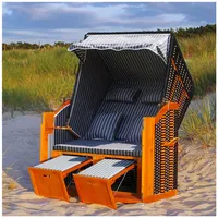 Swing&Harmonie LED - Strandkorb XXL - 118cm inkl. Abdeckcover Volllieger Ostsee Sonneninsel Rattan Möbel Polyrattan - versch. Ausführungen