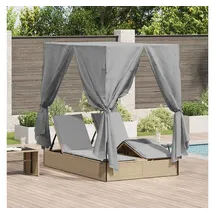 vidaXL Doppelte Sonnenliege 205 x 129 x 200 cm Grau
