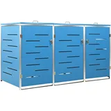 Hommdiy Mülltonnenbox für 3 Tonne Mülltonnenboxn Mülltonne Mülltonnenverkleidung Gartenbox Müllcontainern 207x77.5x112.5 cm Blau